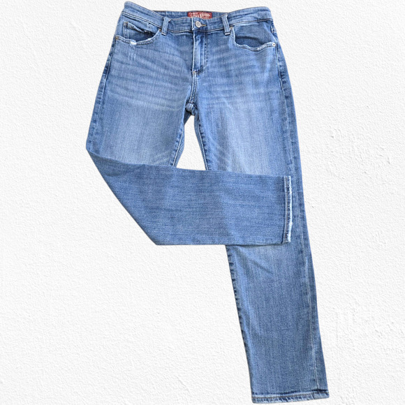 Lucky Brand Medium Wash Distressed Mid Rise Sienna Slim Boyfriend Jeans Size 6 - Picture 1 of 10